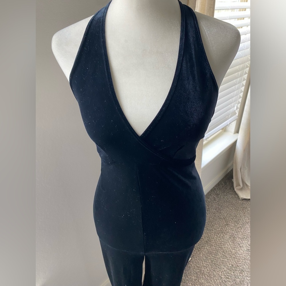 Vintage Velvet Halter Jumpsuit - Picture 3 of 5